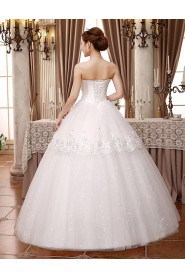 Lace and Tulle Strapless Ball Gown Dress with Beading and Bow