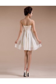 Chiffon Strapless Empire line Dress with Handmade Flower