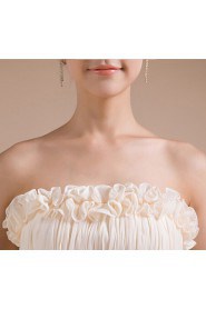 Chiffon Strapless Empire line Dress with Handmade Flower