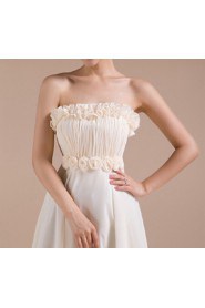 Chiffon Strapless Empire line Dress with Handmade Flower