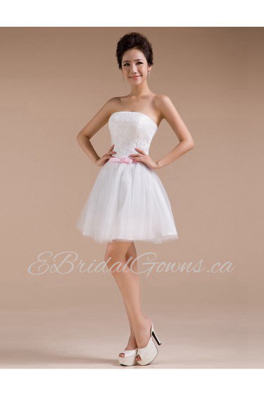 Tulle Strapless Sheath Dress with Embroidery