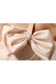 Satin One-shoulder Sheath Dress with Bow