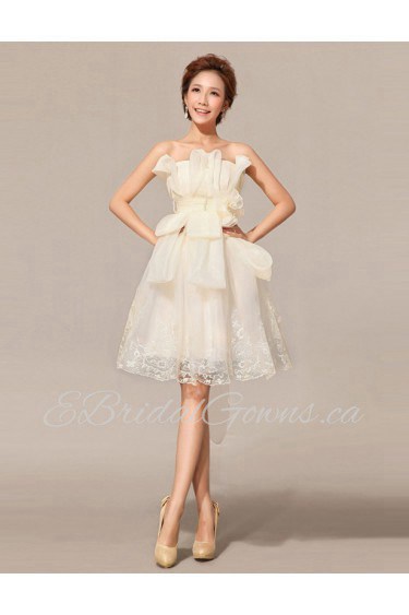 Tulle Strapless Sheath Dress with Handmade Flower