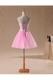 Tulle Strapless Sheath Dress with Bow