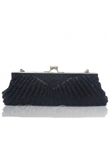 Satin Surface Black Bead Handbag