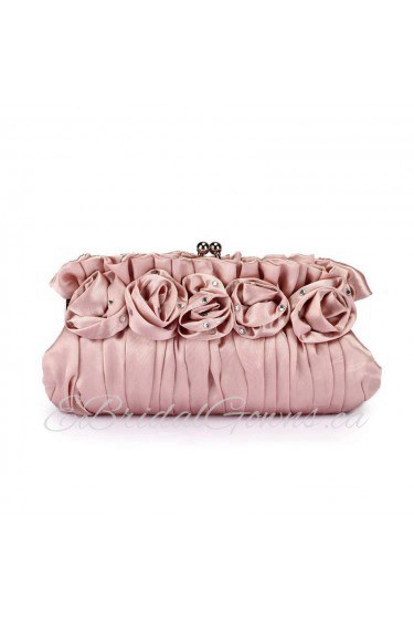 Satin Handbag with Rose and Rhinestone