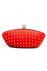 Velvet Red Boat Handbag with Rhinestone