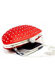 Velvet Red Boat Handbag with Rhinestone