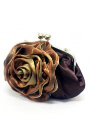 Satin Coffe Evening Handmade Flower Bridesmaids Handbag