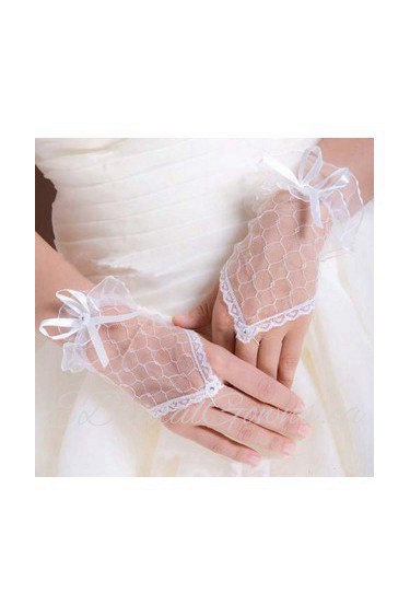 Lace Fingerless Wrist Length Wedding Gloves