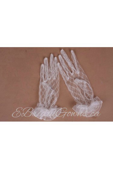 Lace Fingertips Wrist Length Wedding Gloves