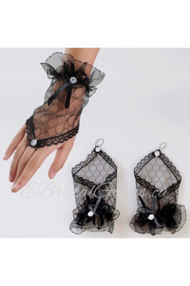 Lace Fingerless Wrist Length Wedding Gloves