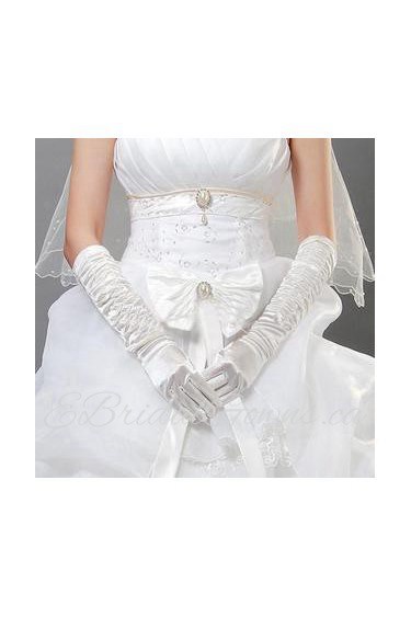 Satin Fingertips Elbow Length Wedding Gloves