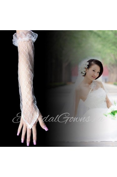 Lace Fingerless Elbow Length Wedding Gloves