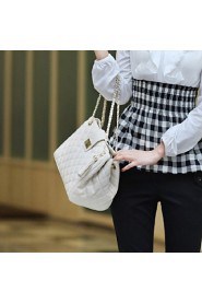 Women PU Barrel Shoulder Bag / Tote White / Black