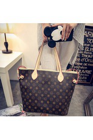 Women PU Shopper Tote Brown