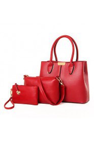 Women PU Barrel Shoulder Bag / Tote / Satchel White / Blue / Red / Black / Burgundy