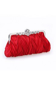 Women Chiffon /Satin Minaudiere Shoulder Bag / Clutch / Evening Bag White / Purple / Brown / Red / Silver / Black