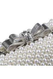 Women High grade Hand made Pearl Bow Evening Bag