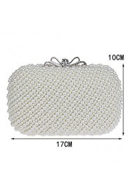 Women High grade Hand made Pearl Bow Evening Bag