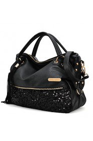 Women PU Shopper Tote Black / Animal Print