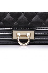 Women Real Genuine Cowhide Leather Baguette Clutch Purse Messenger Shoulder Hand Bag Chain Quilted Black