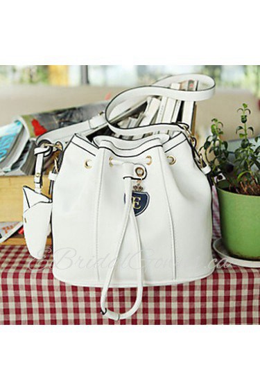 Women PU Barrel Shoulder Bag White / Pink / Blue / Green / Yellow / Black