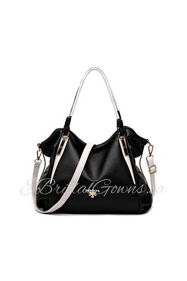 Women PU Weekend Bag Tote White / Black