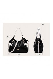 Women PU Weekend Bag Tote White / Black