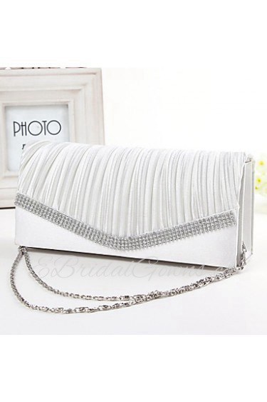 Women Satin Minaudiere Clutch / Evening Bag White / Pink / Blue / Gold / Black