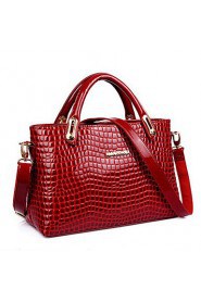 Women PU / Patent Leather Shopper Shoulder Bag / Tote Blue / Red / Black