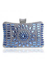 Women Metal Minaudiere Evening Bag Blue