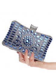 Women Metal Minaudiere Evening Bag Blue