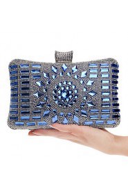 Women Metal Minaudiere Evening Bag Blue