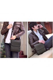 Men's PU Leather Flap Top Casual Business Crossbody Bag