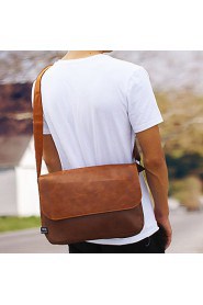 Men's PU Messenger Shoulder Bag Brown/Black