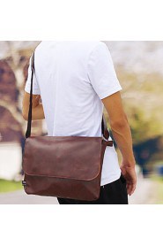 Men's PU Messenger Shoulder Bag Brown/Black