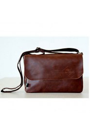 Men's PU Messenger Shoulder Bag Brown/Black