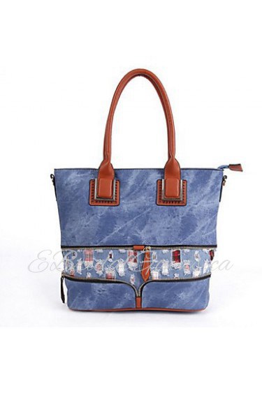 Women Denim Shopper Tote Blue