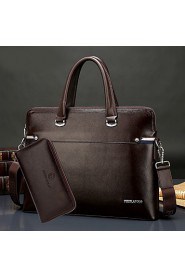 Men PU Doctor Shoulder Bag / Tote / Clutch Brown / Black