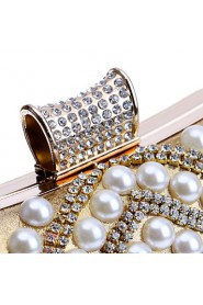 Women Elegant High grade Pearl Diamonds Evening Bag