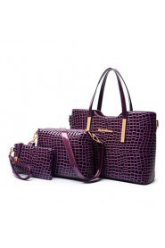 Women PU / Patent Leather Barrel Shoulder Bag / Tote Purple / Red / Black