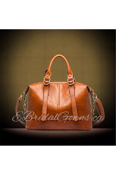 Women PU Shell Tote Brown