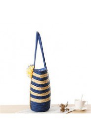 Women Casual Straw Tote Blue