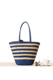 Women Casual Straw Tote Blue