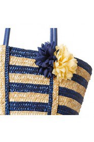 Women Casual Straw Tote Blue