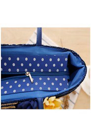 Women Casual Straw Tote Blue