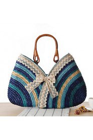 Women Casual Straw Tote Blue / Green / Orange / Fuchsia