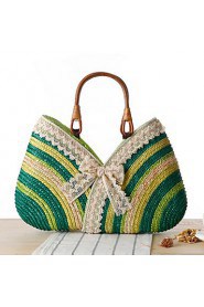 Women Casual Straw Tote Blue / Green / Orange / Fuchsia