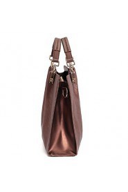 Women PVC Shopper Tote Brown